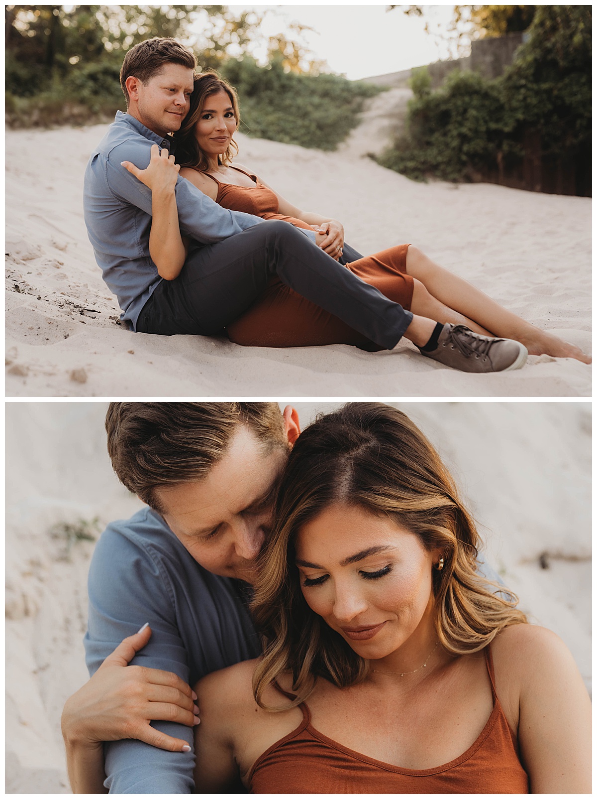 Parents sit together in the sane by The Woodlands Family Photographer