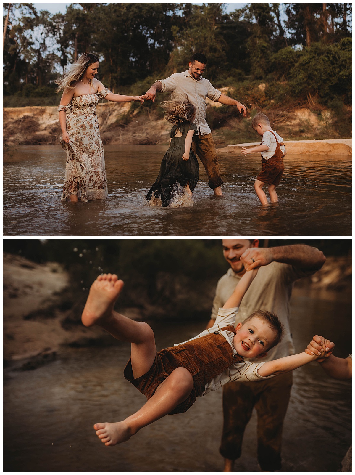 Family play in the water together showing a reason Why you should choose Lifestyle Photography for Your Family