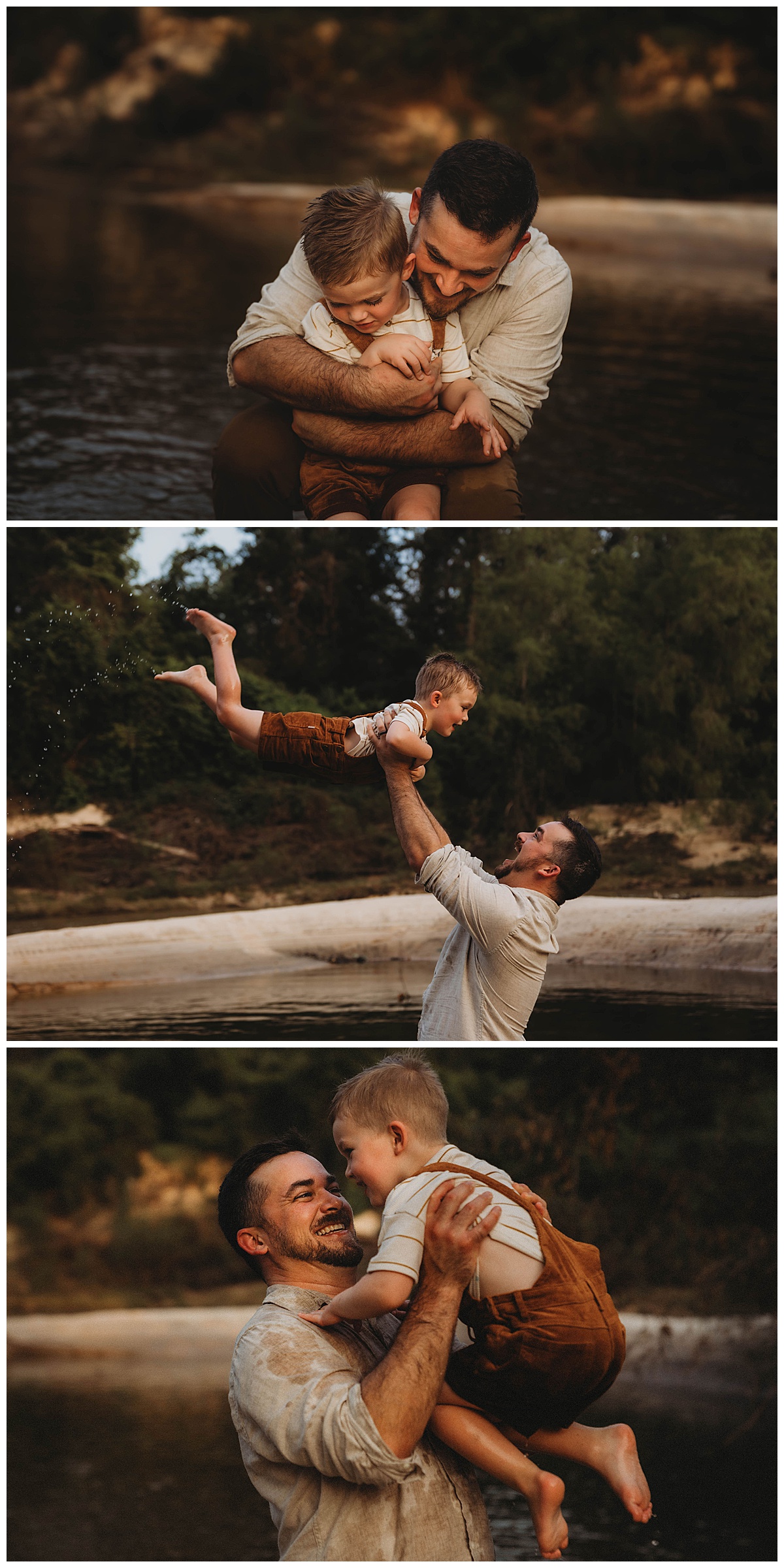 Dad holds son and plays with him by Maria Grace Photos