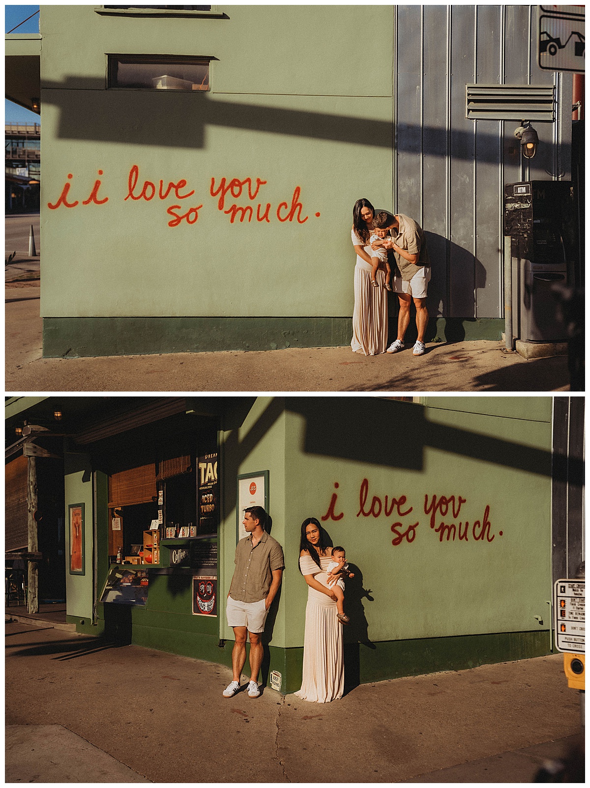 Family stand at an iconic wall at one of my favorite Urban Locations