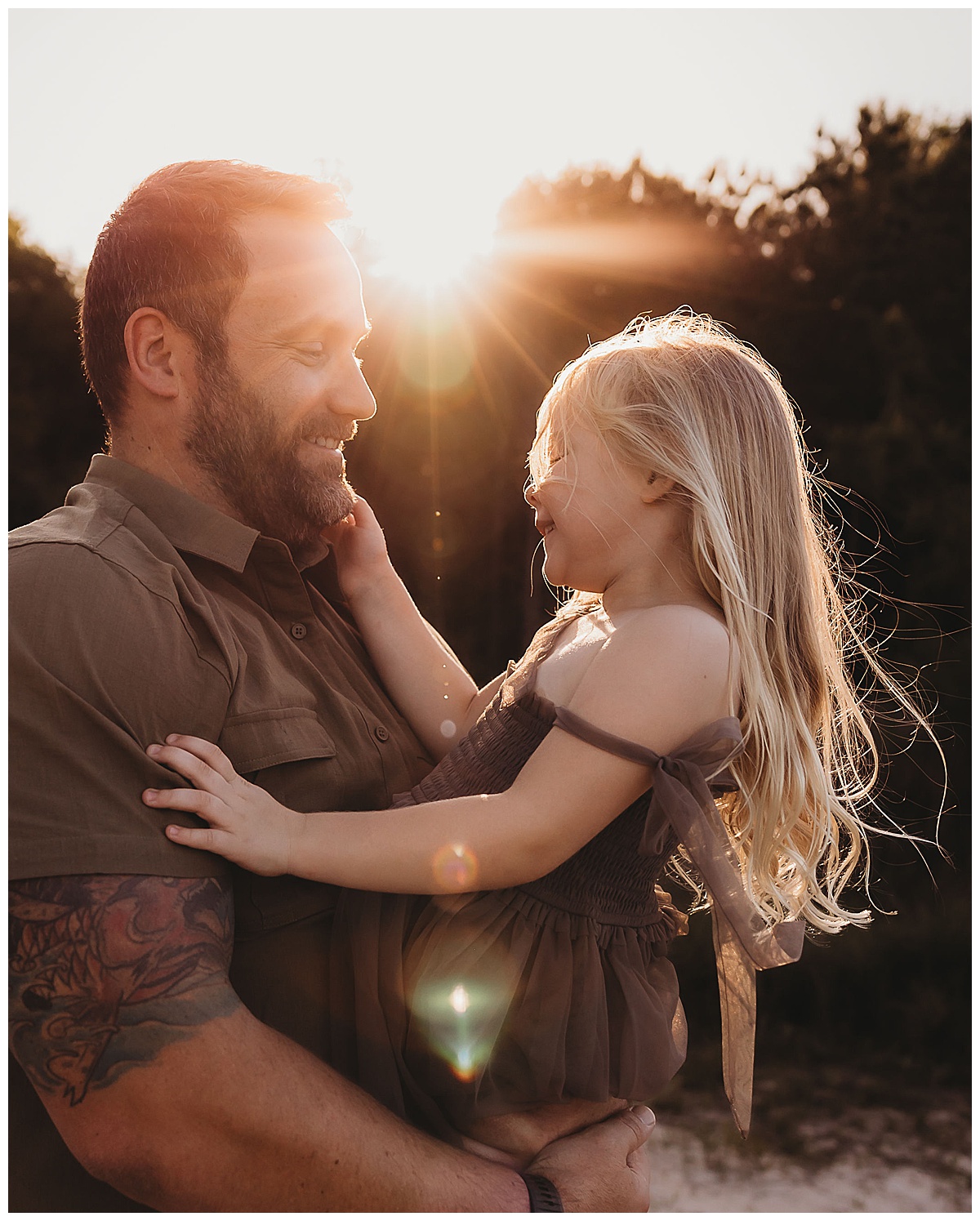 Dad and daughter embrace one another for Maria Grace Photos