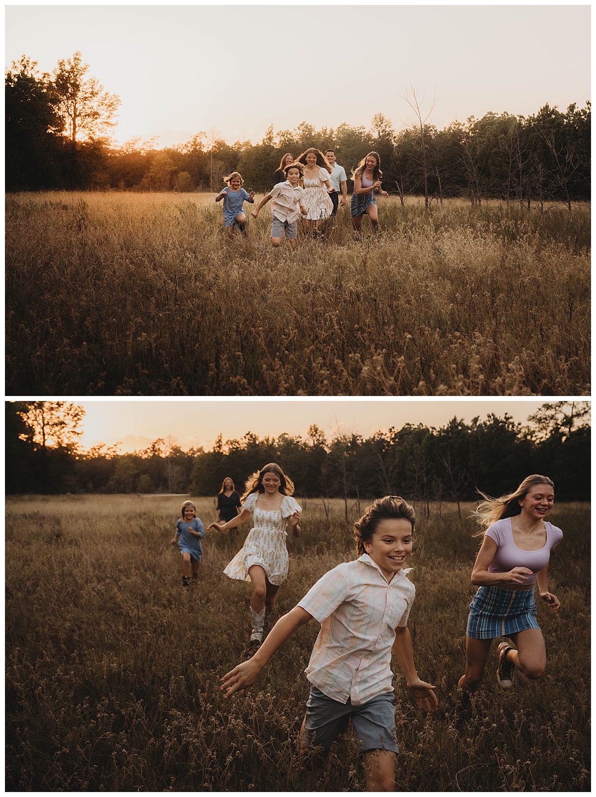 Kids run through a field together for Maria Grace Photos