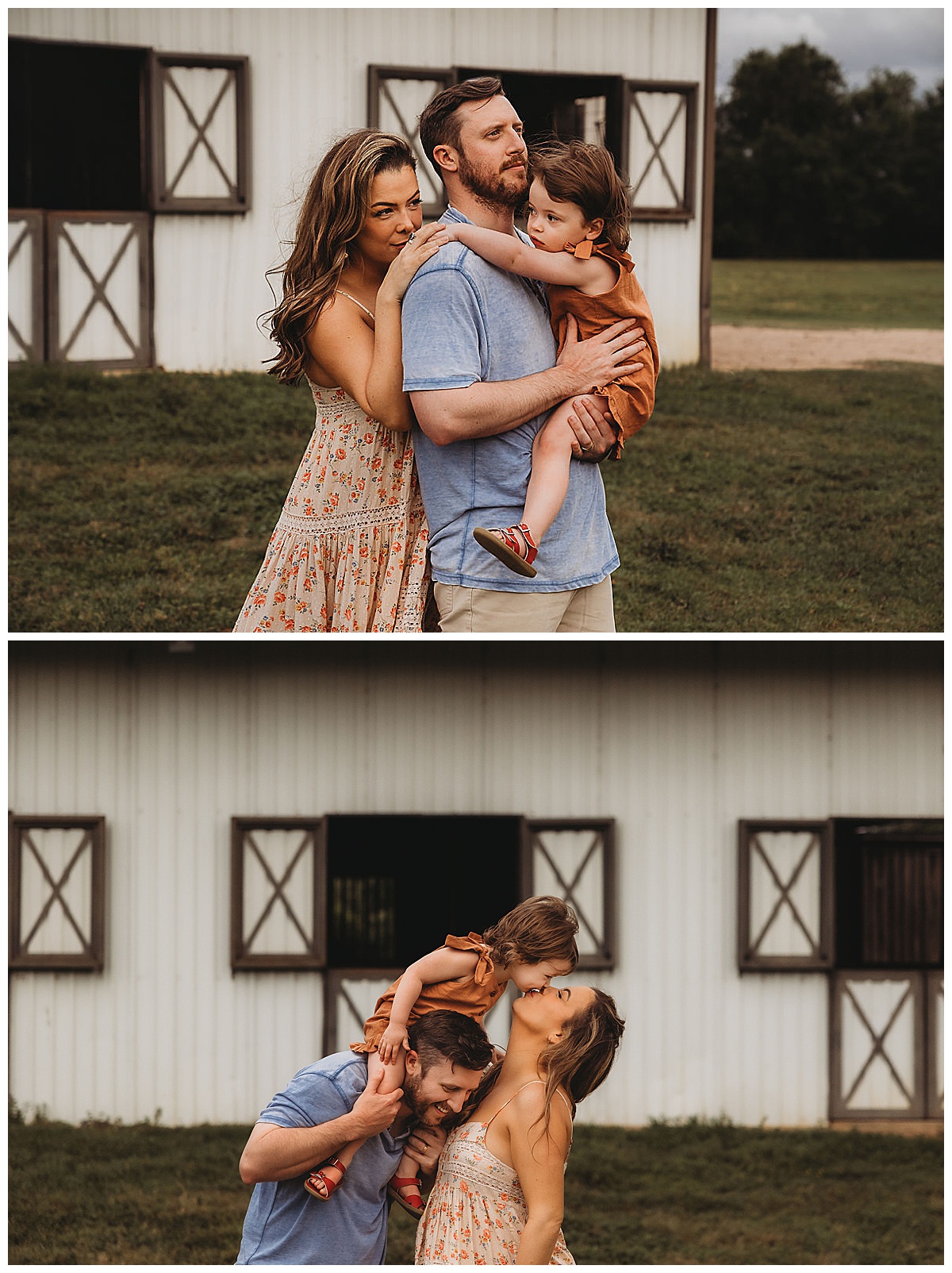 Parents hold young daughter close for The Woodlands Family Photographer