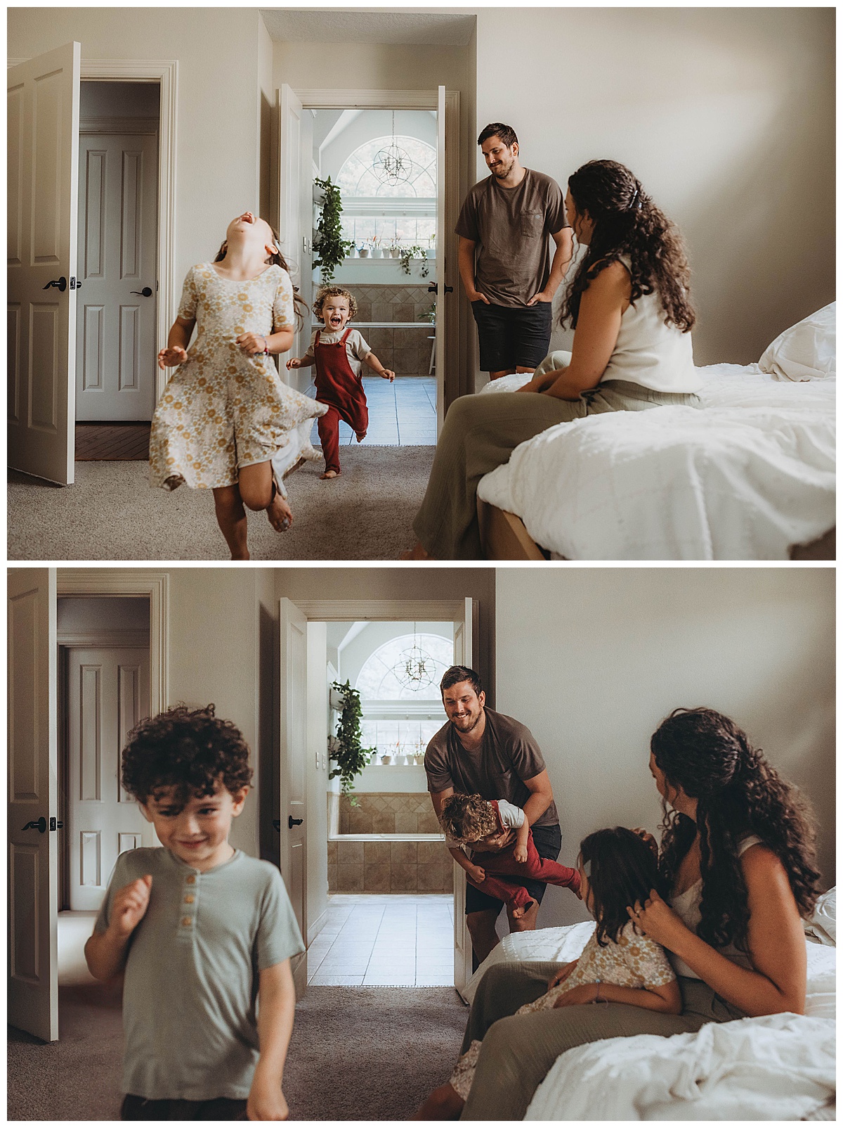 Family play together in a room for The Woodlands Family Photographer